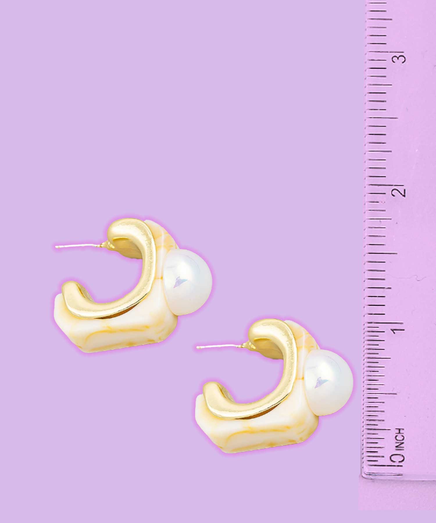 beaded pastel yellow stud earrings, y2k retro mini faux pearl stud earrings