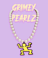 Pearl Necklace with laser cut pendant, y2k style necklace