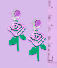 Purple Laser Cut Stud Drop Earrings