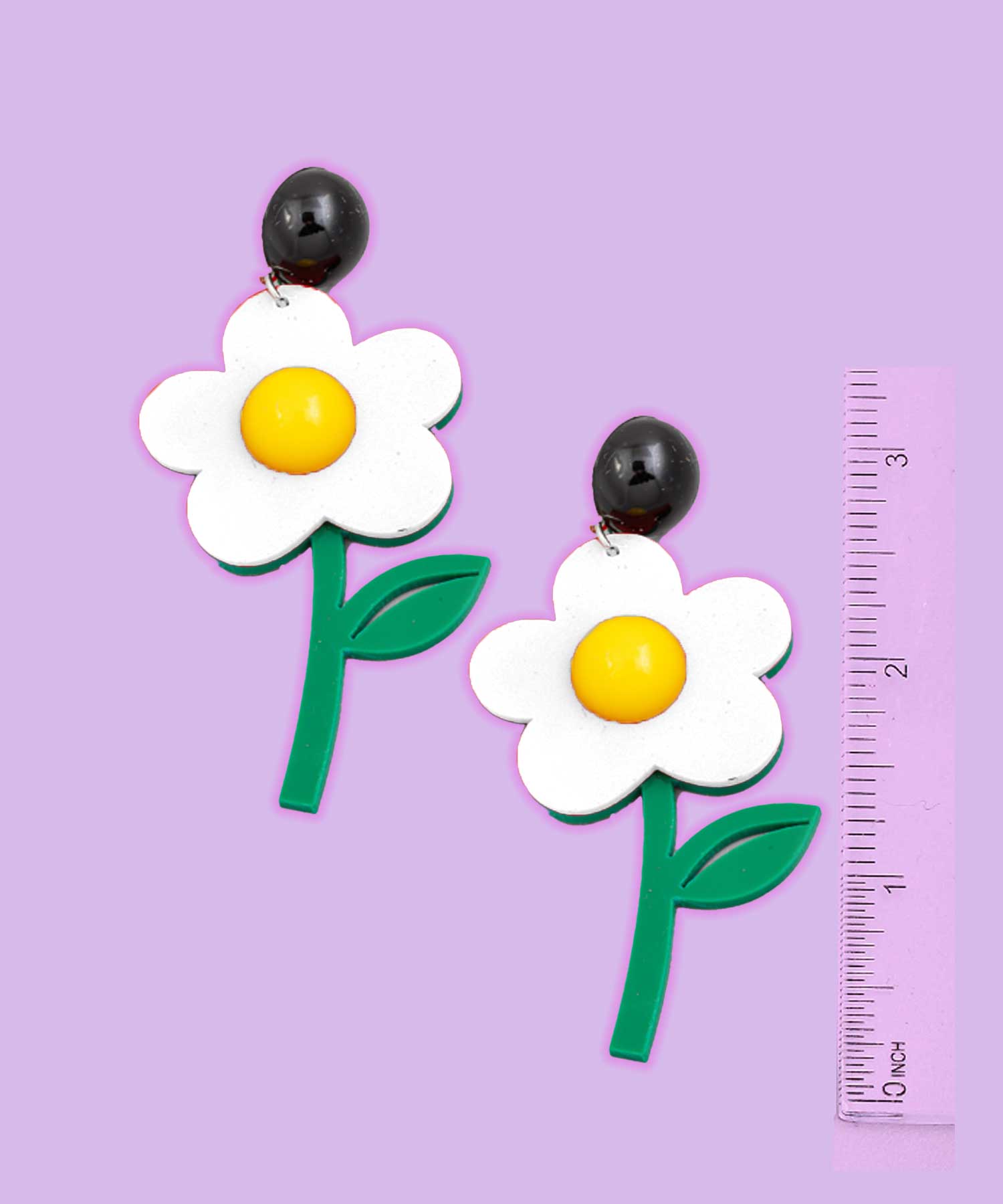 Flower earrings, Acrylic earrings, fashion statement retro funky flower floral daisy stud earrings 